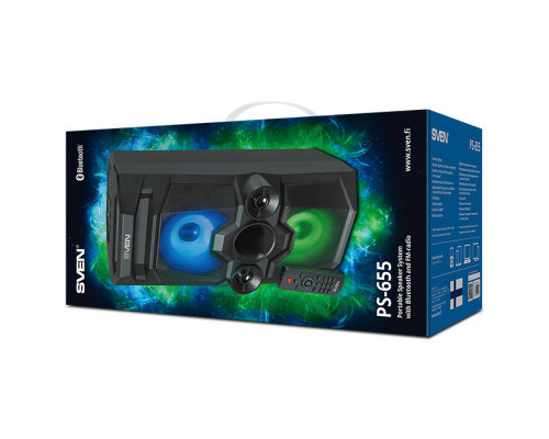 Колонка SVEN PS-655 Black (bluetooth, підсвічування, караоке)